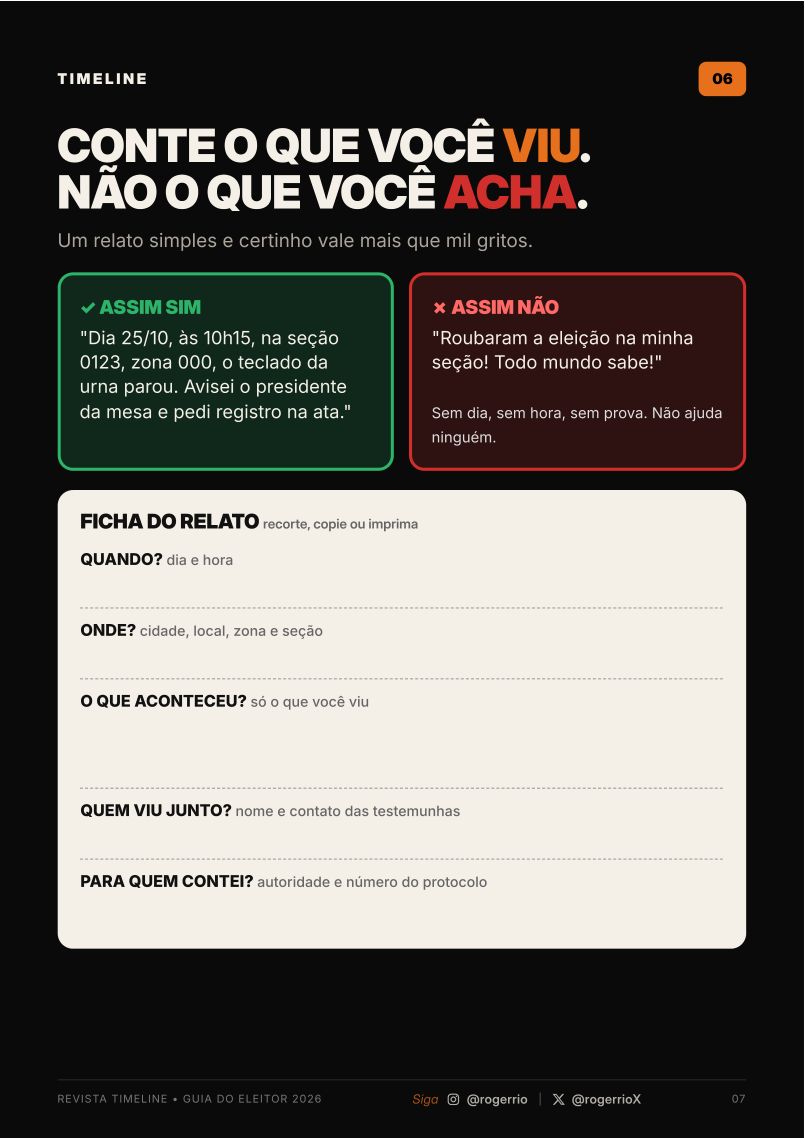 Modelo de relato objetivo e ficha de ocorrência